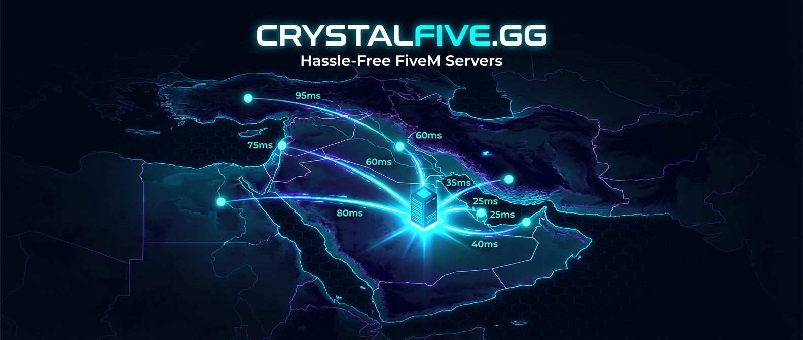 خريطة شبكة ريلاي CrystalFive تعرض زمن الاستجابة في الشرق الأوسط